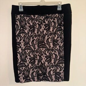 Heart Soul Pencil Skirt Size 7 Black Pink Lace Overlay Whimsigoth Y2K
